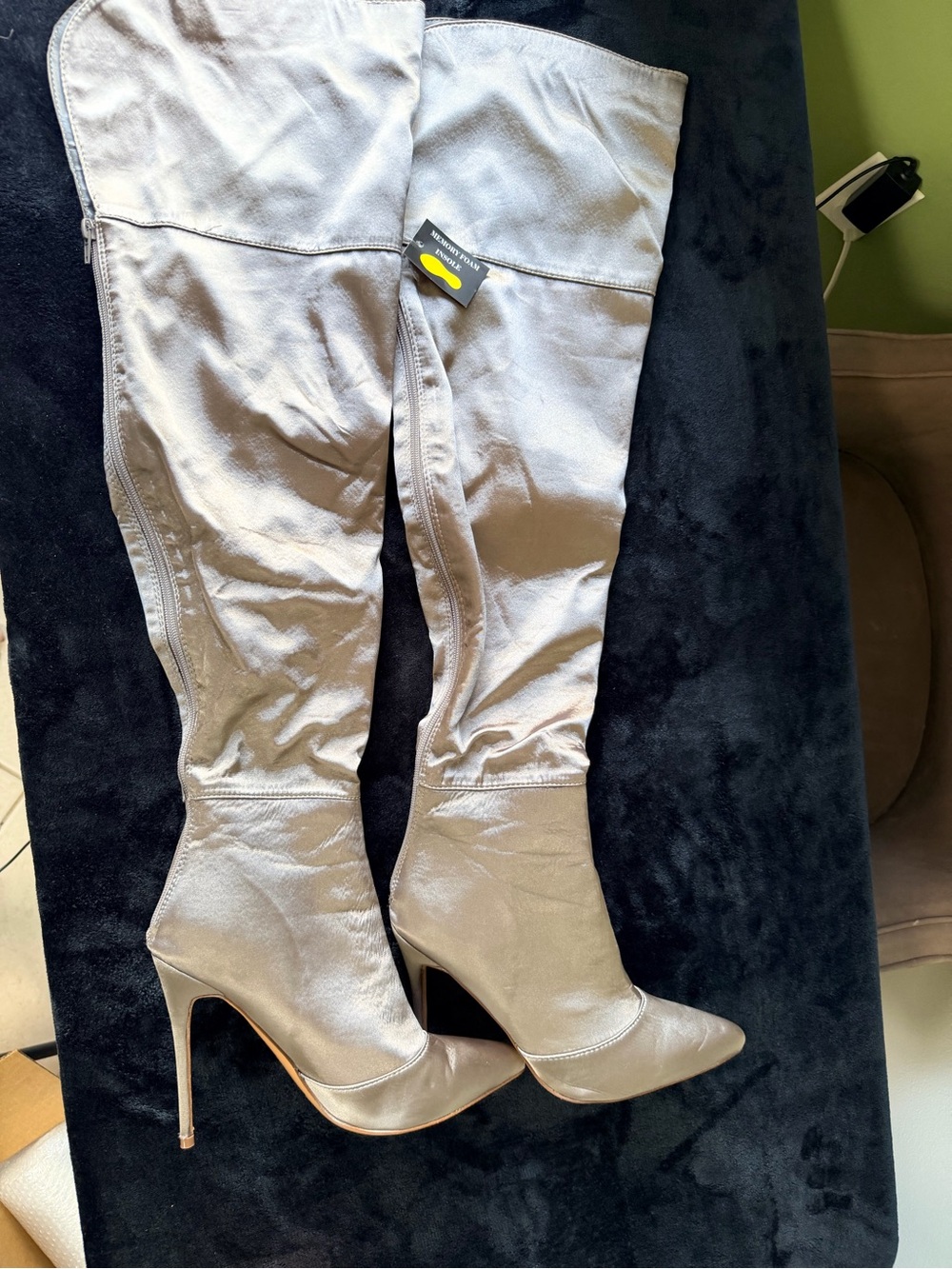 Over-the-Knee Stiletto Boots in Light Gray